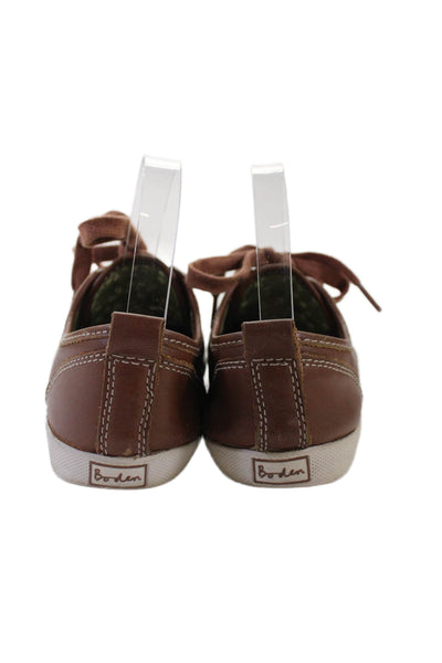 Boden Womens Leather Lace Up Low Top Sneakers Brown Size 39 9