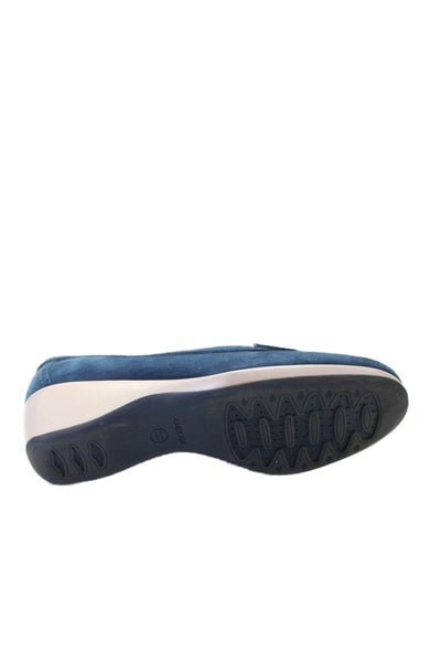 Geox Womens Suede Slide On Low Wedge Pumps Blue Size 39.5 9.5