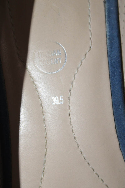 Geox Womens Suede Slide On Low Wedge Pumps Blue Size 39.5 9.5