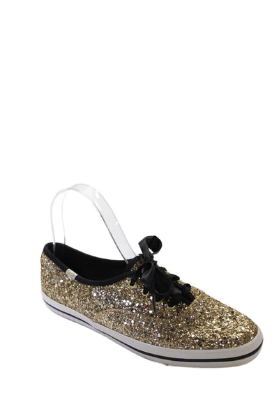 Keds x Kate Spade Womens Glitter Lace Up Low Top Sneakers Gold Size 7