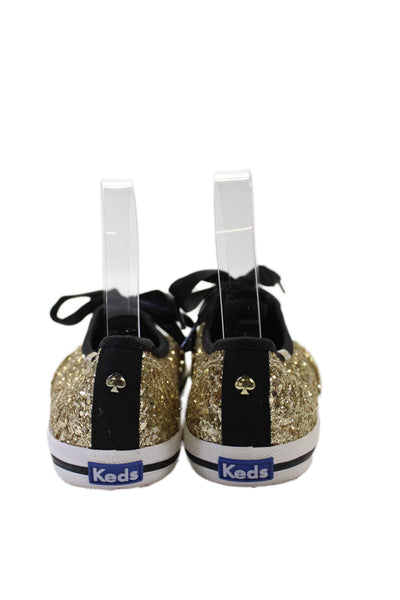 Keds x Kate Spade Womens Glitter Lace Up Low Top Sneakers Gold Size 7