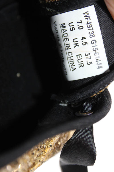Keds x Kate Spade Womens Glitter Lace Up Low Top Sneakers Gold Size 7