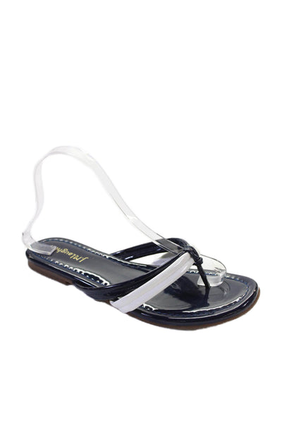 J. Mclaughlin Womens Thong Caitlin Sandals Navy Blue White Size 7.5 Medium