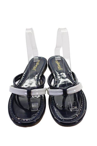 J. Mclaughlin Womens Thong Caitlin Sandals Navy Blue White Size 7.5 Medium
