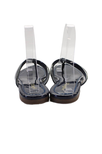J. Mclaughlin Womens Thong Caitlin Sandals Navy Blue White Size 7.5 Medium