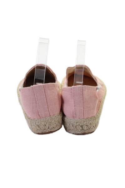 Soludos Womens Embroidered Slide On Espadrille Flats Pink White Size 7.5