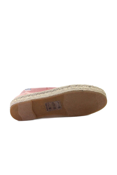 Soludos Womens Embroidered Slide On Espadrille Flats Pink White Size 7.5