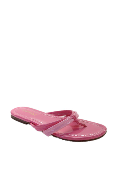 J. Mclaughlin Womens Patent Leather Caitlin Thong Sandals Pink Size 7.5 Medium