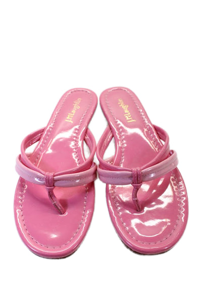 J. Mclaughlin Womens Patent Leather Caitlin Thong Sandals Pink Size 7.5 Medium
