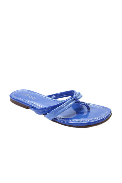 J. Mclaughlin Womens Patent Leather Caitlin Thong Sandals Blue Size 7.5 Medium