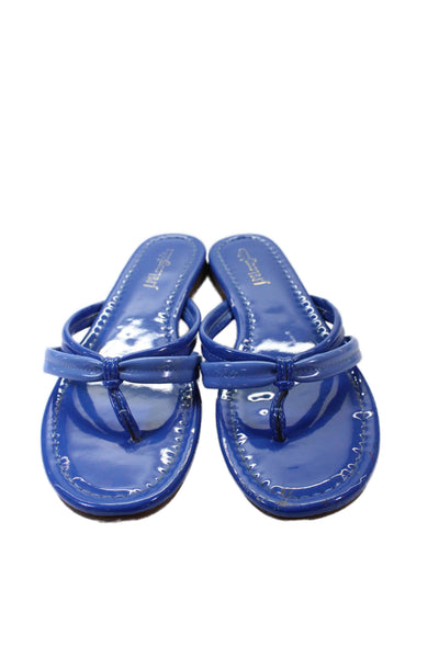 J. Mclaughlin Womens Patent Leather Caitlin Thong Sandals Blue Size 7.5 Medium