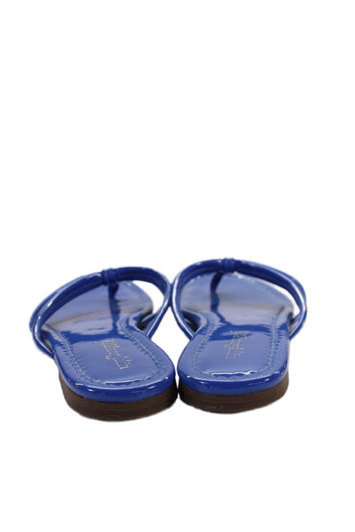 J. Mclaughlin Womens Patent Leather Caitlin Thong Sandals Blue Size 7.5 Medium