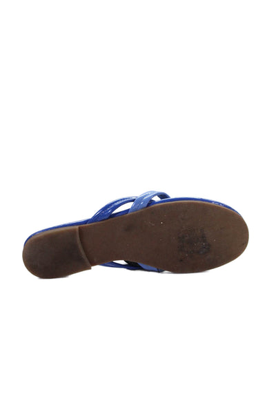 J. Mclaughlin Womens Patent Leather Caitlin Thong Sandals Blue Size 7.5 Medium