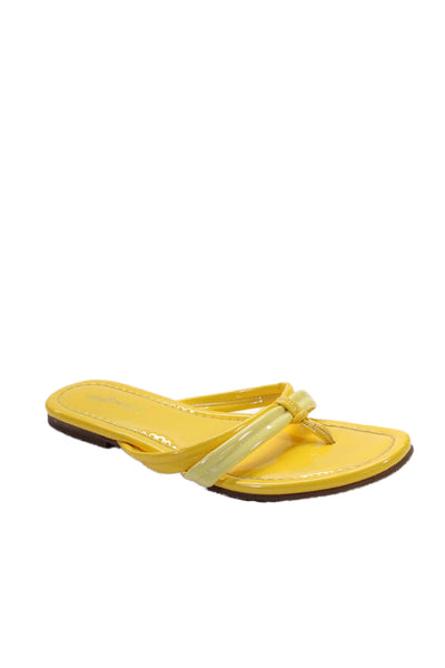 J. Mclaughlin Womens Patent Leather Caitlin Thong Sandals Yellow Size 7.5 Medium