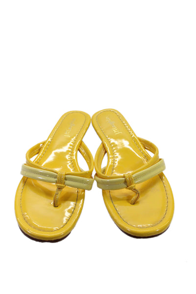 J. Mclaughlin Womens Patent Leather Caitlin Thong Sandals Yellow Size 7.5 Medium