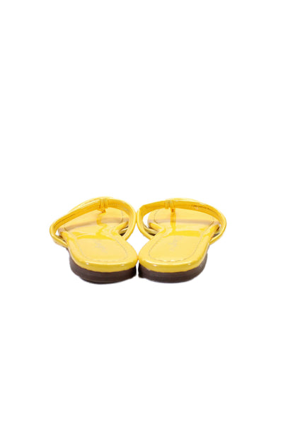 J. Mclaughlin Womens Patent Leather Caitlin Thong Sandals Yellow Size 7.5 Medium