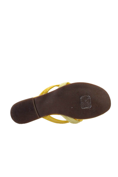 J. Mclaughlin Womens Patent Leather Caitlin Thong Sandals Yellow Size 7.5 Medium