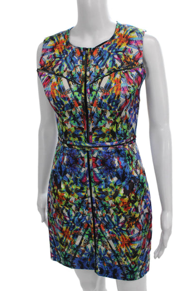 Milly Womens Sheath Dress Multicolor Cotton Sleeveless Zip Size 2