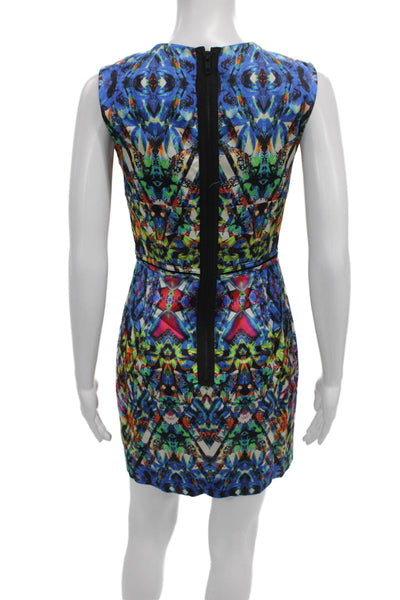 Milly Womens Sheath Dress Multicolor Cotton Sleeveless Zip Size 2