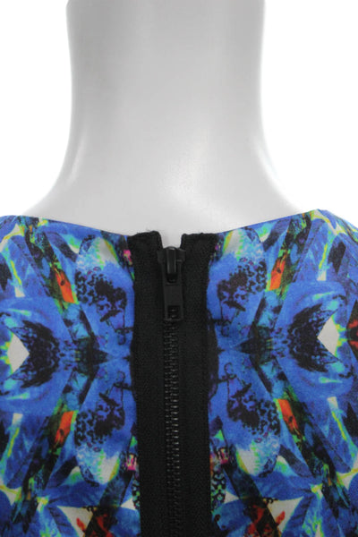 Milly Womens Sheath Dress Multicolor Cotton Sleeveless Zip Size 2