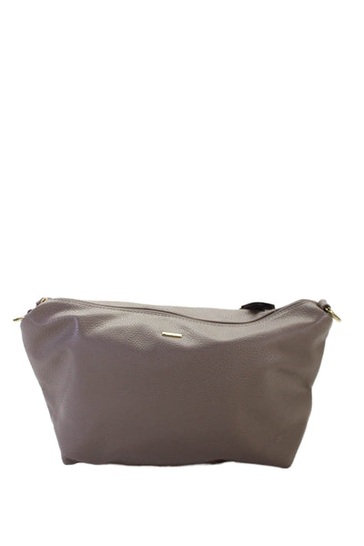 Remi & Reid Womens Leather Multi-Compartment Zip Up Shoulder Bag Taupe