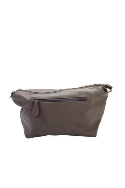 Remi & Reid Womens Leather Multi-Compartment Zip Up Shoulder Bag Taupe