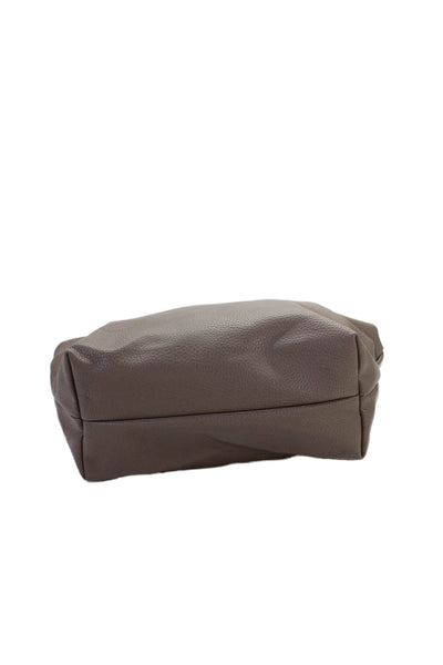 Remi & Reid Womens Leather Multi-Compartment Zip Up Shoulder Bag Taupe