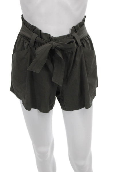 Athleta Women Paperbag Tie Waist Shorts Green Size 0