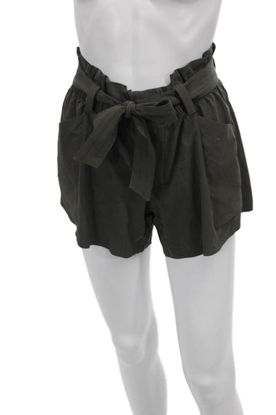 Athleta Women Paperbag Tie Waist Shorts Green Size 0