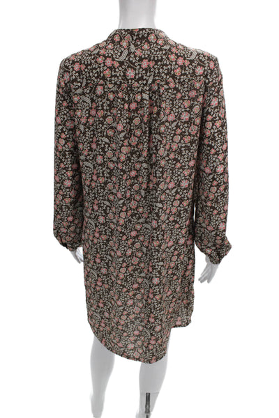 J. Mclaughlin Womens Shirt Dress Brown Floral Long Sleeve Size XS
