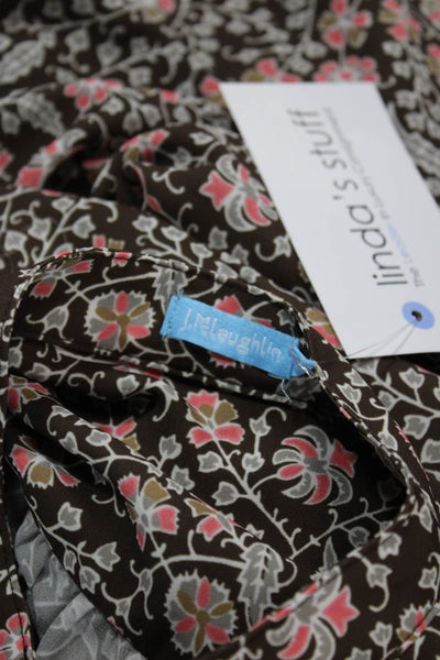 J. Mclaughlin Womens Shirt Dress Brown Floral Long Sleeve Size XS