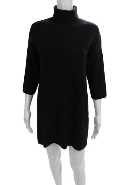 Pomander Place Womens Sweater Dress Turtleneck Black Rayon 3/4 Sleeve Size XS