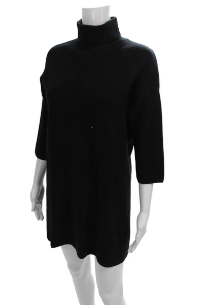 Pomander Place Womens Sweater Dress Turtleneck Black Rayon 3/4 Sleeve Size XS