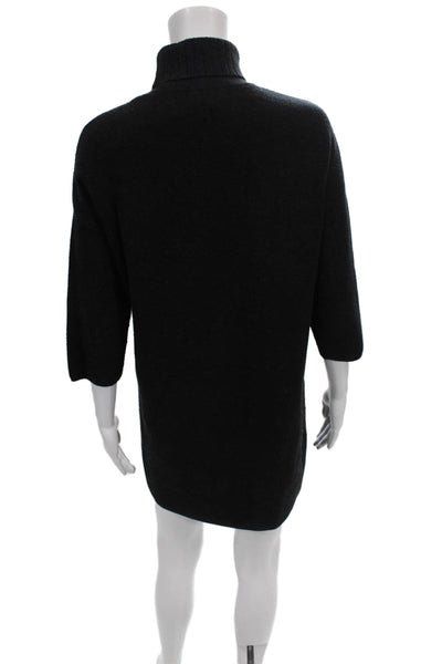 Pomander Place Womens Sweater Dress Turtleneck Black Rayon 3/4 Sleeve Size XS