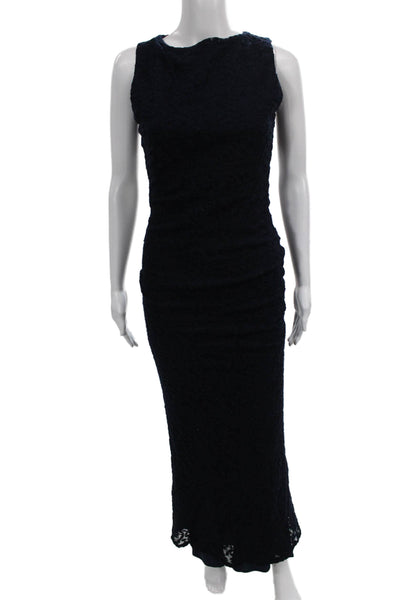 Alice + Olivia Women Blue Maxi Dress Boat Neck Sleeveless Nylon Zip Size 4