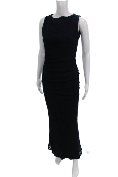 Alice + Olivia Women Blue Maxi Dress Boat Neck Sleeveless Nylon Zip Size 4