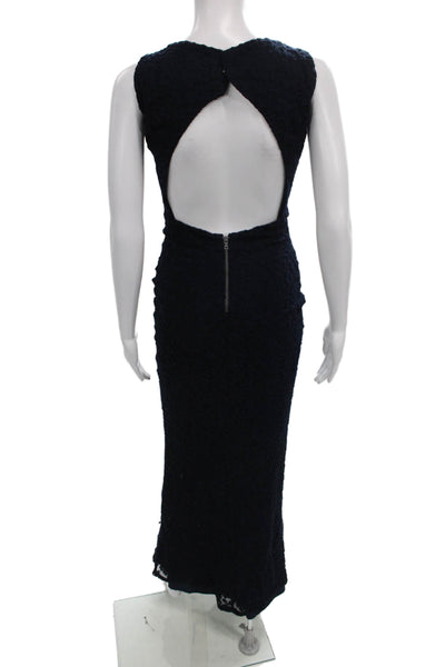 Alice + Olivia Women Blue Maxi Dress Boat Neck Sleeveless Nylon Zip Size 4