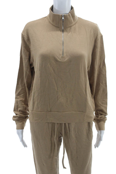 Bleu Salt Women Sweatsuit Beige Mock Neck Long Sleeve Outfit Set Size 1
