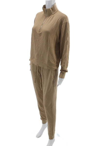 Bleu Salt Women Sweatsuit Beige Mock Neck Long Sleeve Outfit Set Size 1