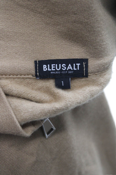 Bleu Salt Women Sweatsuit Beige Mock Neck Long Sleeve Outfit Set Size 1