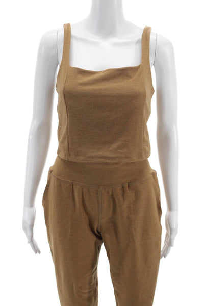 Beyond Yoga Womens Brown Polyester Square Neck Sleeveless Jumpsuit Size M