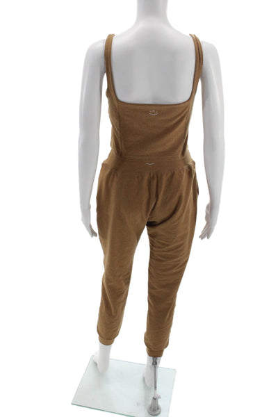 Beyond Yoga Womens Brown Polyester Square Neck Sleeveless Jumpsuit Size M