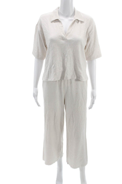 Splendid Womens Collared Short Sleeve Set Beige Size S