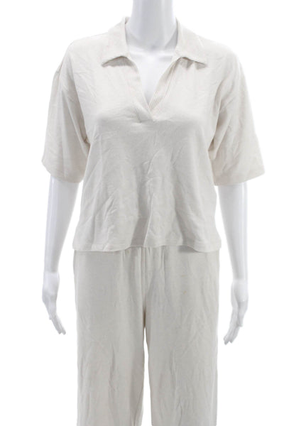 Splendid Womens Collared Short Sleeve Set Beige Size S