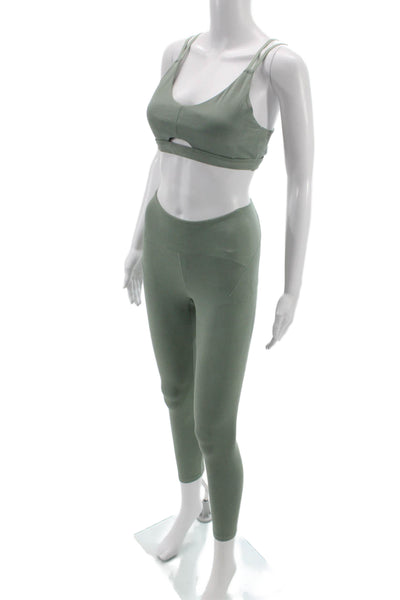 Adidas Womens Scoop Neck Sleeveless Set Leggings Green Size S