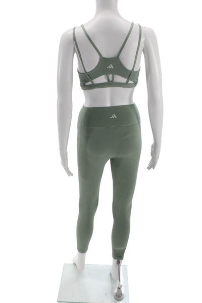 Adidas Womens Scoop Neck Sleeveless Set Leggings Green Size S