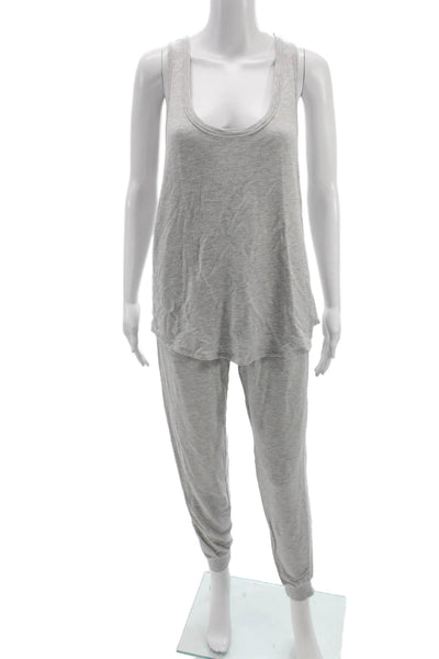 PJ Salvage Womens Scoop Neck Sleeveless Tank Top Pajama Set Gray Size S M