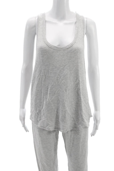 PJ Salvage Womens Scoop Neck Sleeveless Tank Top Pajama Set Gray Size S M