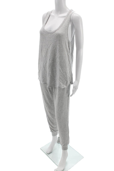 PJ Salvage Womens Scoop Neck Sleeveless Tank Top Pajama Set Gray Size S M