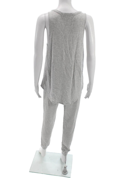 PJ Salvage Womens Scoop Neck Sleeveless Tank Top Pajama Set Gray Size S M